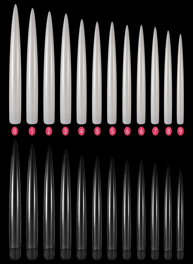 KADS 120Pcs Extra Long Stiletto Half Cover Tips False Nails Extension Fake Nail Art Design DIY 12 Sizes (Clear, 9 Sizes) - Image 4